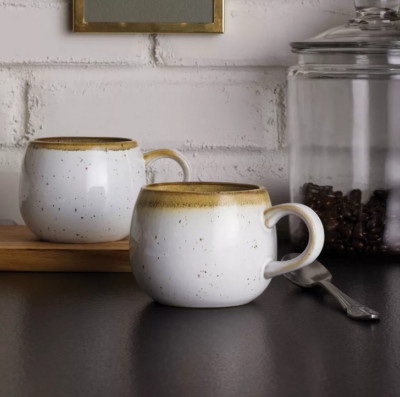 2pk 10oz stoneware reactive glaze round mug set cream - hearth & hand with magnolia