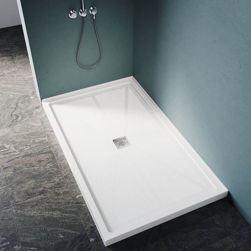 Elegant 60" W x 36" D x 4" H Shower Base with Single Threshold Anti-Slip Acrylic Shower Pan White