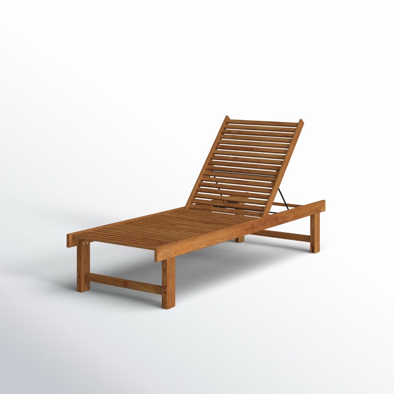 Arnoult 74" Long Reclining Teak Single Chaise