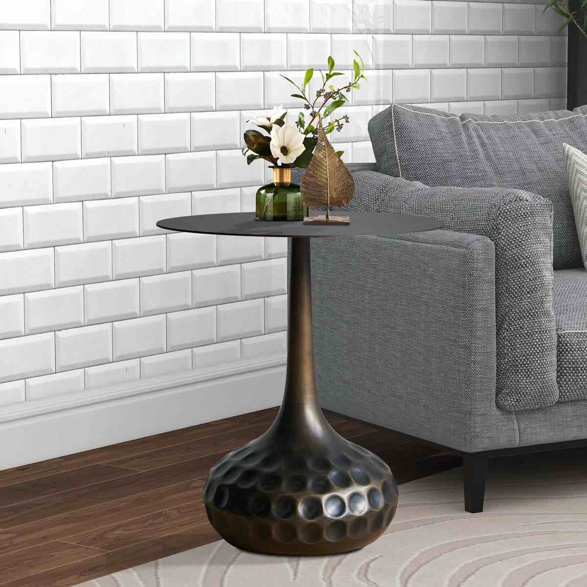 Elivra Iron Top End Table 