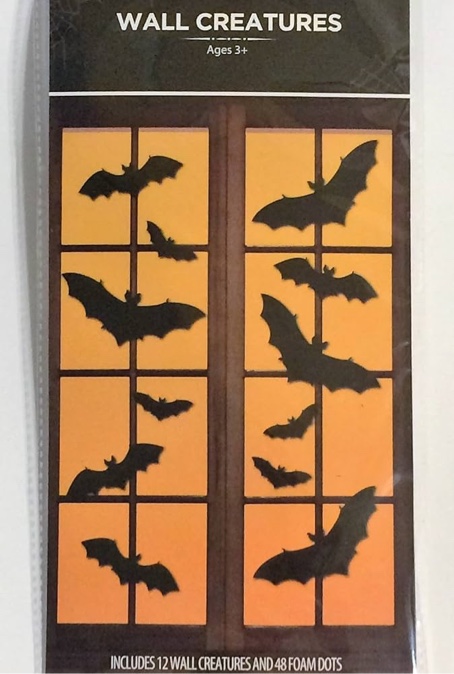 12 pc. Wall Creatures Halloween Door Decoration, BAT [12 units] Silhouette/Cutout 3D Effects.