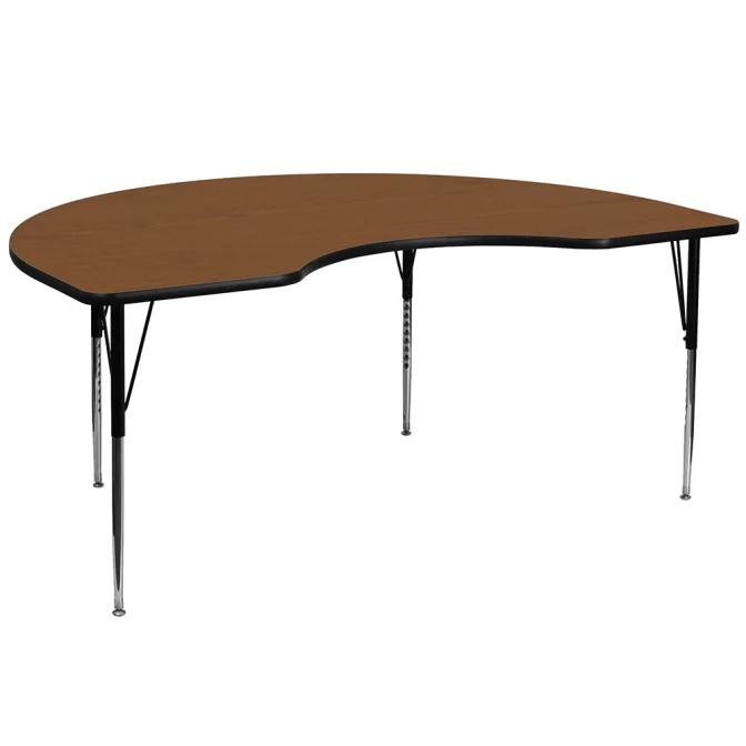 Flash Furniture XU-A4872-KIDNY-OAKGY-GG Kidney Shaped Activity Table - 72"L x 48"W, Laminate Top, Oak/Gray