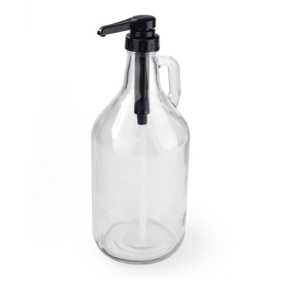 65oz Glass Pump Dispenser Bottle, 64-Ounce Jug with Pump for Sauces, Syrups, Soaps and More Clear (Set of 9)