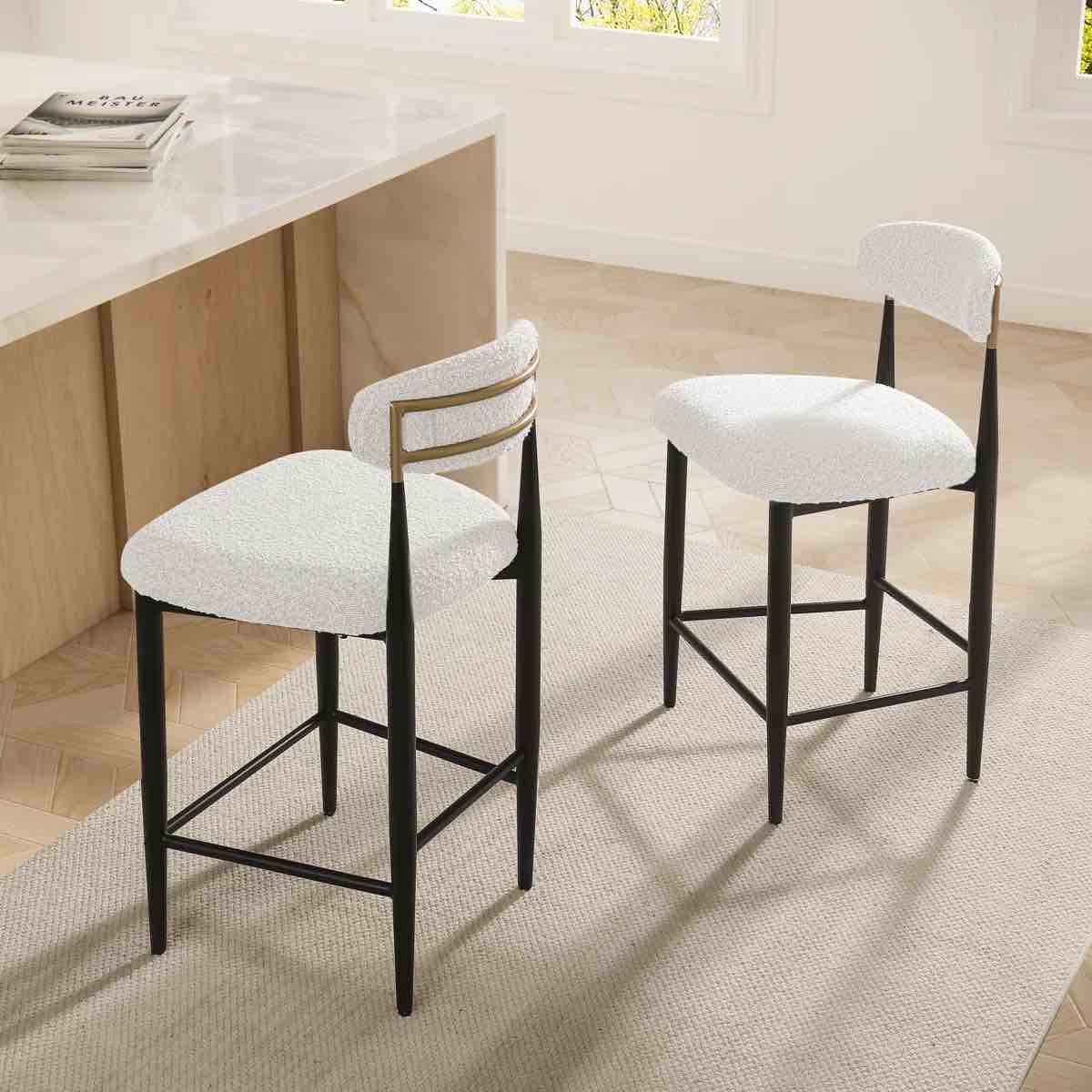 Ackley Amerson Upholstered 25.8'' Counter Stool with Metal Frame (Set of 2)