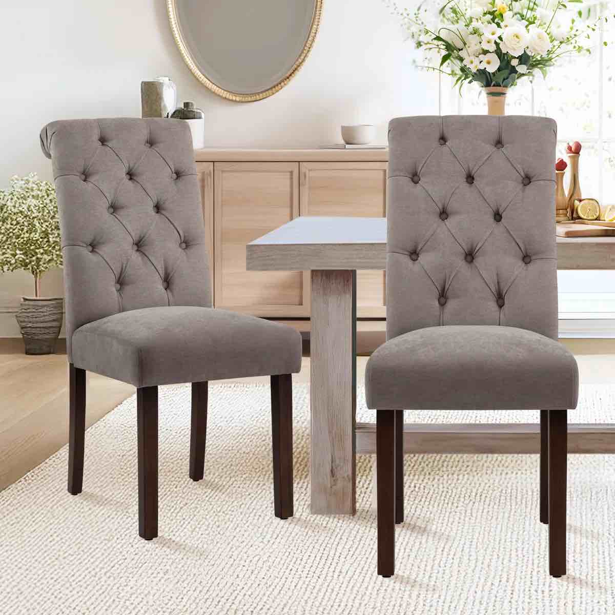 Artemisia Tufted Upholstered Wooden Dining Chairs (Set of 2)