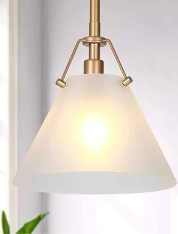 Hebe 1-Light Cone Pendant Light -Frosted Glass