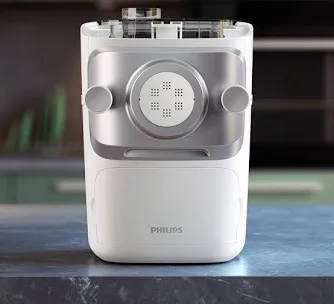 Philips 7000 Series Pasta Maker - ProExtrude Technology, Versatile Mixing Ability, 8 Shaping Discs, Perfect Dough, Easy Clean, Up to 8 Portions, White (HR2660/03)