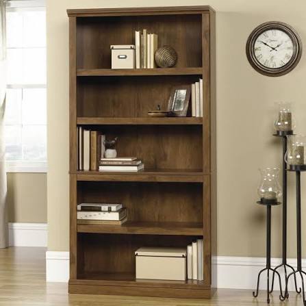 Sauder Miscellaneous Storage 5 Split Bookcase/Book Shelf, L: 35.28" x W: 13.23" x H: 69.76", Oiled Oak finish