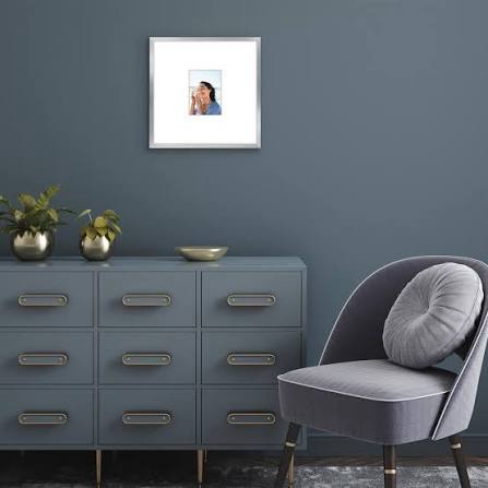 Americanflat 16x16 Picture Frame with Polished Plexiglass - Use as 5x7 Frame with Mat or 16x16 Frame Without Mat - Streamline Collection - Thin Picture Frame for Wall Display - Black