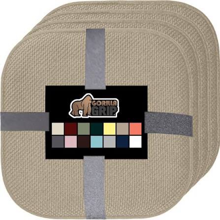 gorilla grip memory foam chair cushions, comfortable pads for dining room, kitchen table, office chairs, stay in place backing, comfortable microfiber seat pad cushion, set of 6, 16x16, beige