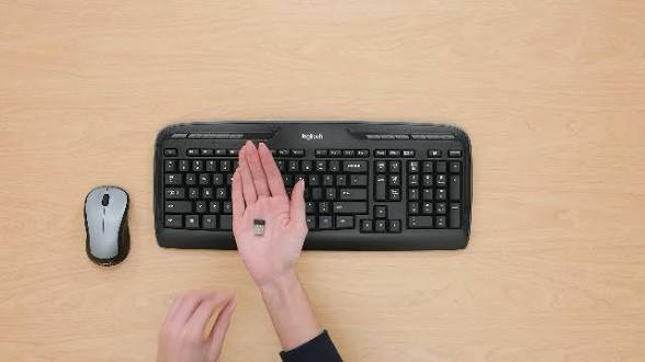 Logitech MK335 Quiet Wireless Keyboard and Mouse Combo - Black/Silver Keyboard and Mouse Combo Wireless, Ambidextrous