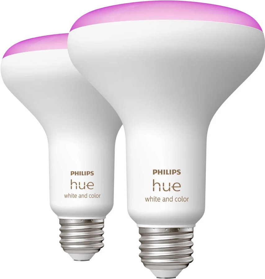 Philips Hue White and Color Ambiance BR30 LED Smart Bulbs, 16 Million Colors (Hue Hub Required), Bluetooth Compatible, Compatible with Alexa, Google Assistant, and Apple HomeKit, E26 Base, 2-Pack