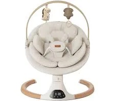 Baby Swings for Infants, Monamii Baby Swing, Infant Swing with 5 Speeds, 10 Lullabies, Electric Swing for Baby, Indoor & Outdoor Use (Beige)