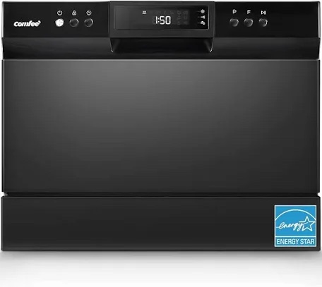 COMFEE’ Countertop Dishwasher, Energy Star Portable Dishwasher, 6 Place Settings & 8 Washing Programs, Speed, Baby-Care, ECO& Glass, Dish Washer for Dorm, RV& Apartment, Black