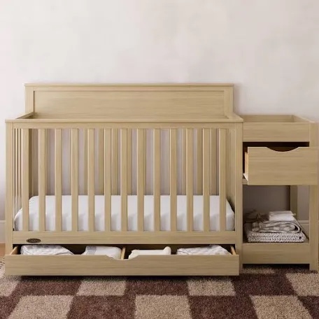 Graco Shiloh 5-in-1 Convertible Crib & Changer with Drawer (Driftwood) – GREENGUARD Gold Certified Baby Crib Crafted from Wood, Converts to Toddler Bed, Daybed, and Full-Size Bed