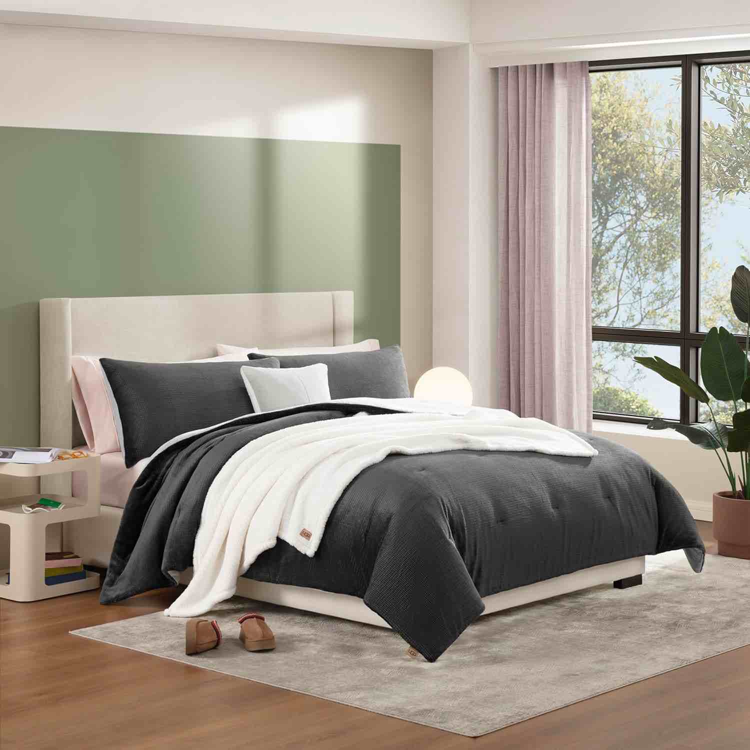 UGG 32541 Remina King-California King 5-Piece Comforter Set Luxurious Comforter and Two Shams with 18 x 18-inch Decorative Throw Pillow and 50 x 60-inch Throw Blanket, King, Clear Creek