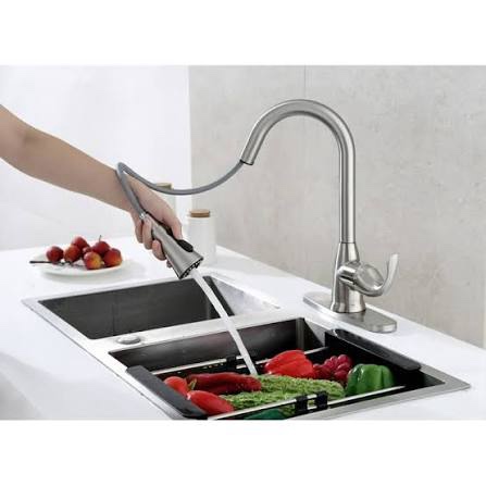 frigidaire alexis single handle pull down kitchen sink faucet in brushed nickel with 3 function spray head 23-frigidaire-alexis-bn