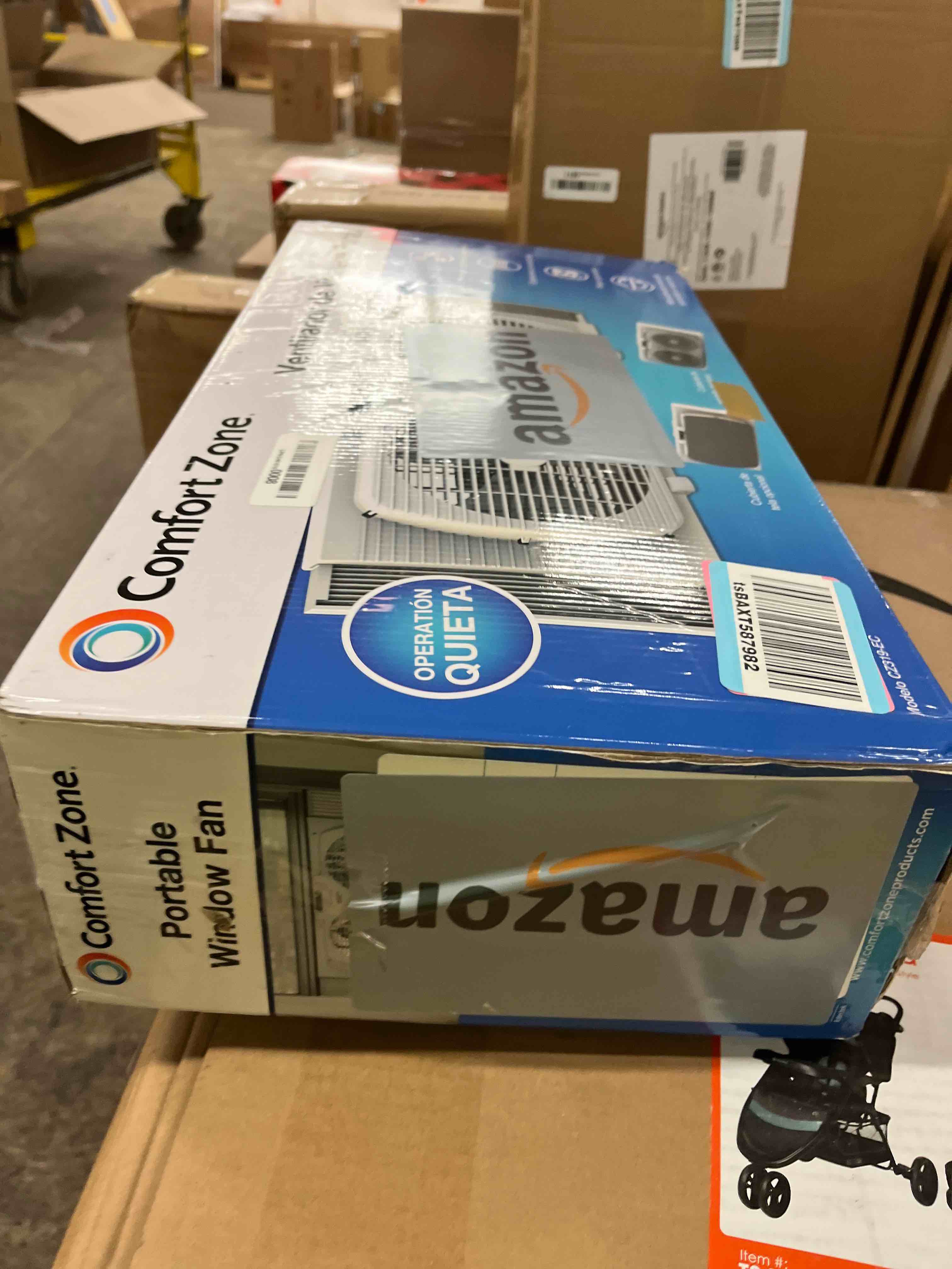 Condition photo showing New/Like New for Comfort Zone 9  Twin Window Fan with Reversible Airflow Control  Auto-Locking Expanders and 2-Speed Fan Switch  White