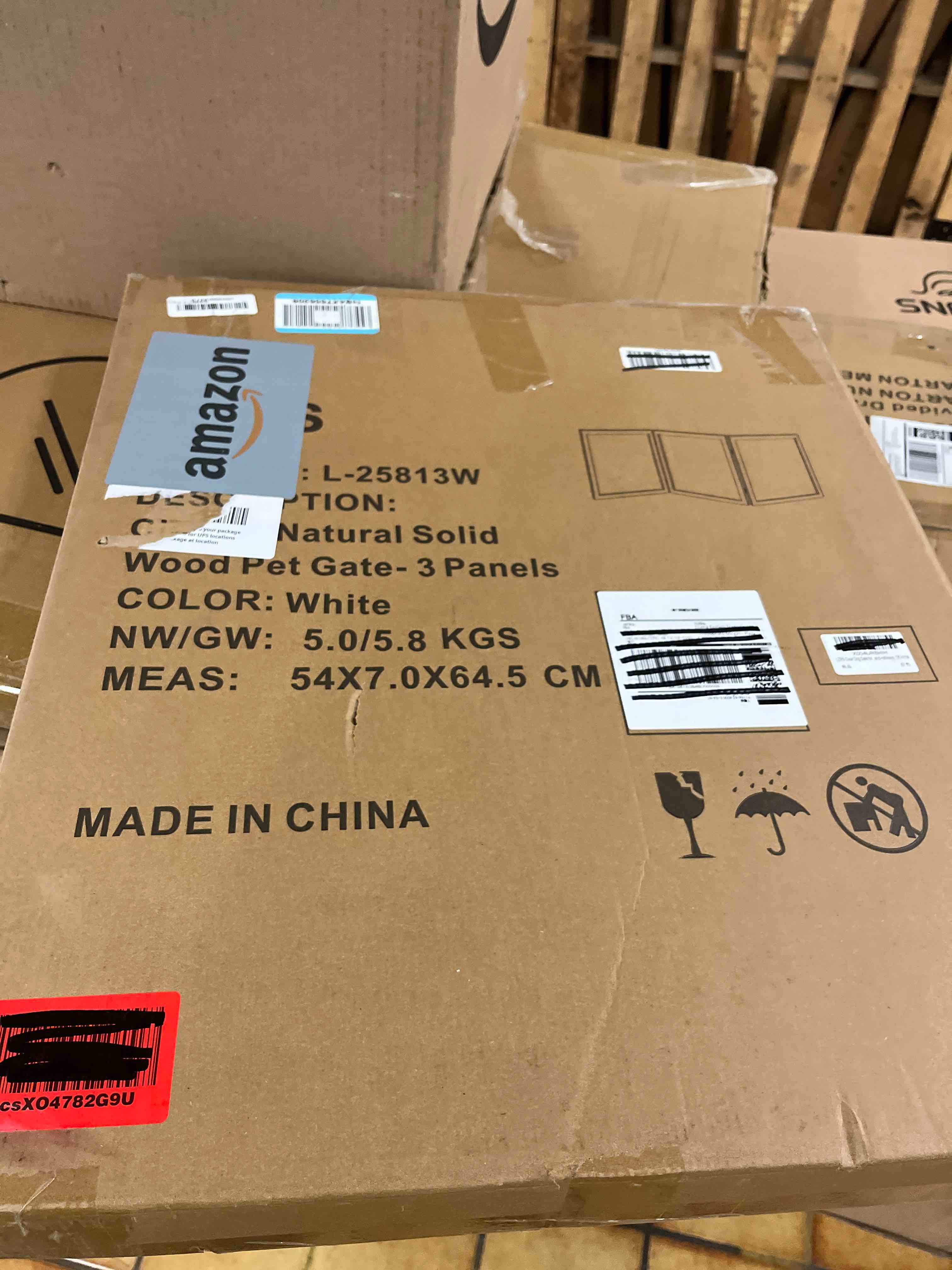 Condition photo showing New/Like New for LZRS Clear Dog Gate for Indoor Use - Transparent Pet Fence with Solid Hardwood and Plastic Board, Stylish & Durable freestanding Pet Gate for Doorways, Stairs and Hallways, Off White