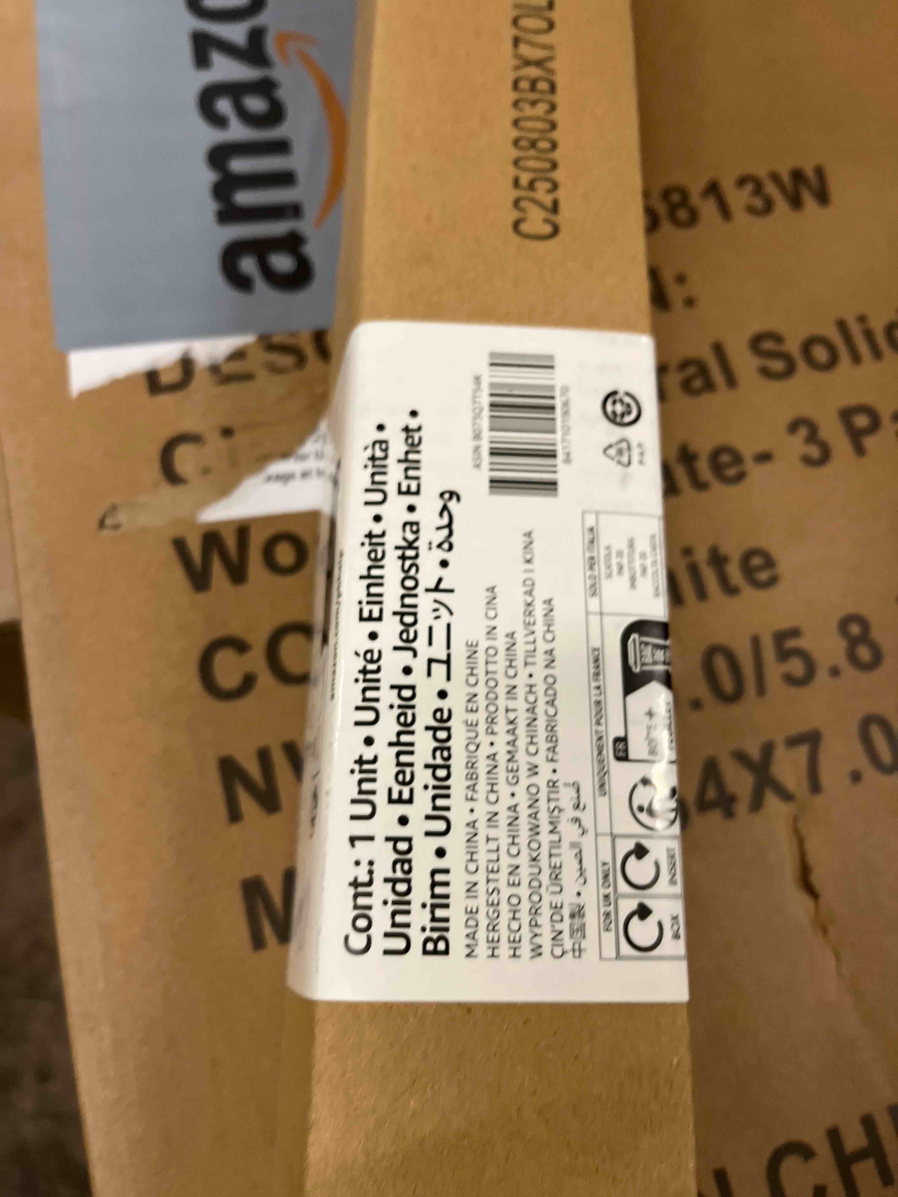 Condition photo showing New/Like New for Amazon Basics Tension Curtain Rod, 36-54" Adjustable Length, Classic Finial, White