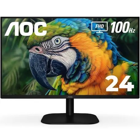 Condition photo showing New/Like New for AOC 24B2H2 24in Frameless IPS Monitor, FHD 1920x1080, 100Hz, 106% sRGB, for Home and Office, HDMI x2, Low Blue Mode, VESA Compatible, Black