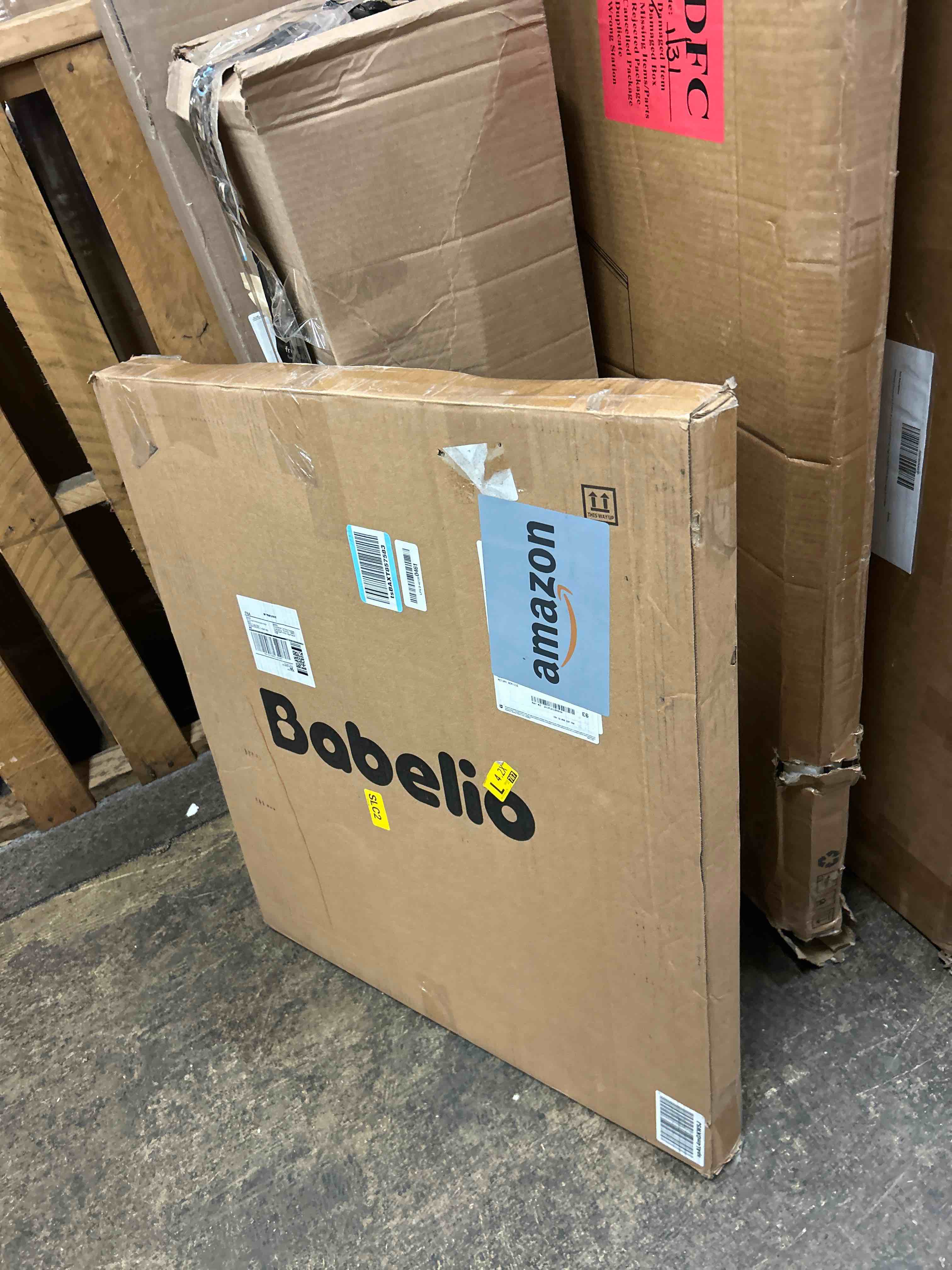 Condition photo showing New/Like New for Babelio Baby Gate for Stairs, Kitchen & Doorways, 26-43" W 28" H No Bottom Bar| Easy Installation| One-Handed Operation| Auto-Close| Hardware Mount (Drill Needed) Safety Dog/Pet Gate Indoor (White)
