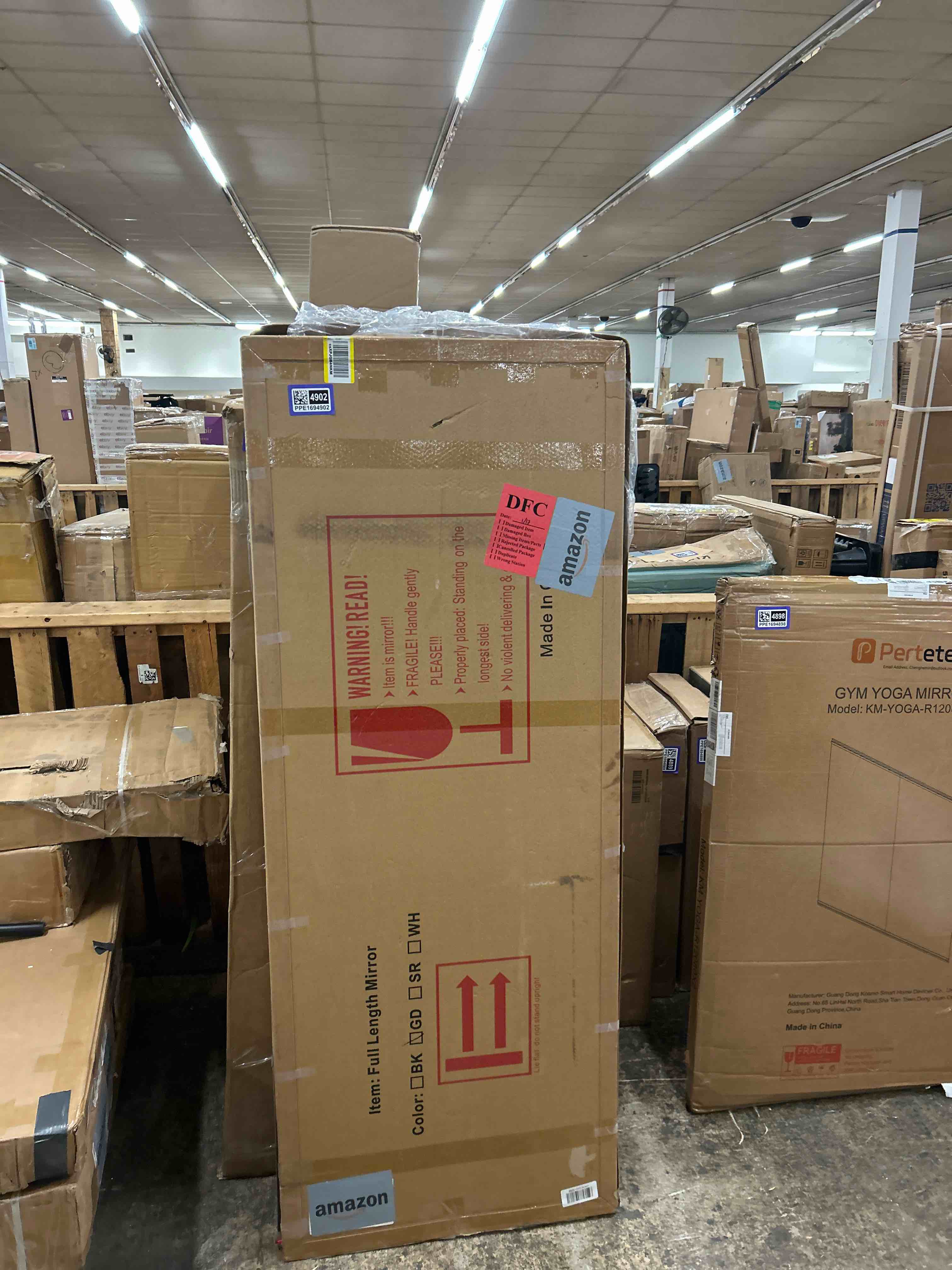 Condition photo showing New/Like New for Full Length Mirror, Arched Floor Mirror with Stand, 26"x68" Oversized Floor Mirror, Wall Mirror Full Length Freestanding, Wall Mounted Mirror for Bedrooom Living Room, Gold