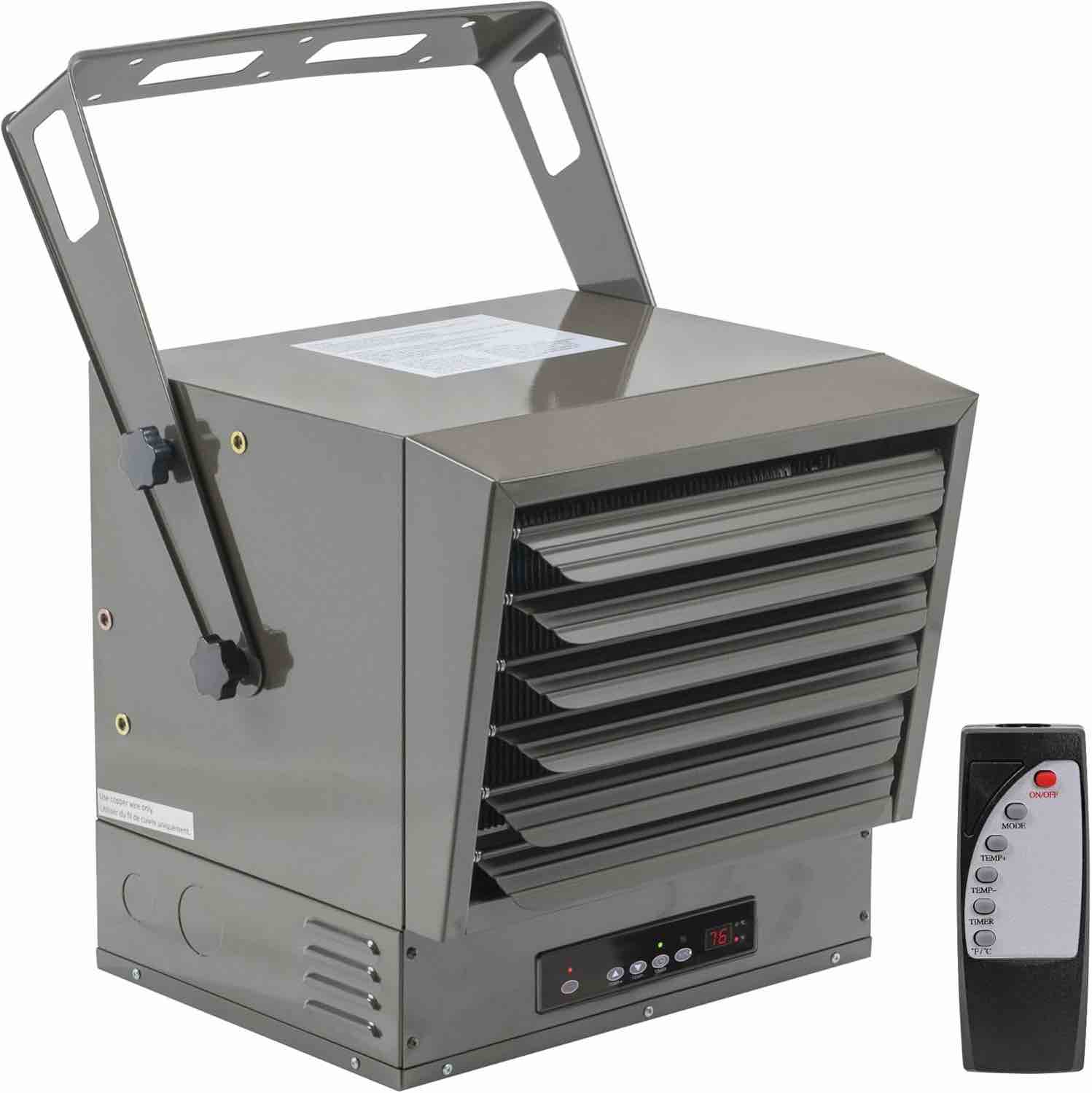 Comfort Zone Hard-Wired Digital Ceiling Mount Heater with Full-Function Remote  10 000 Watt  240 Volt  Fan-Forced  Overheat Protection  Thermostat & 12-Hour Timer  Ideal for Garage  CZ260ER