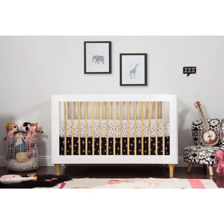 Babyletto Lolly 3-in-1 Convertible Crib with Toddler Rail - White/Natural