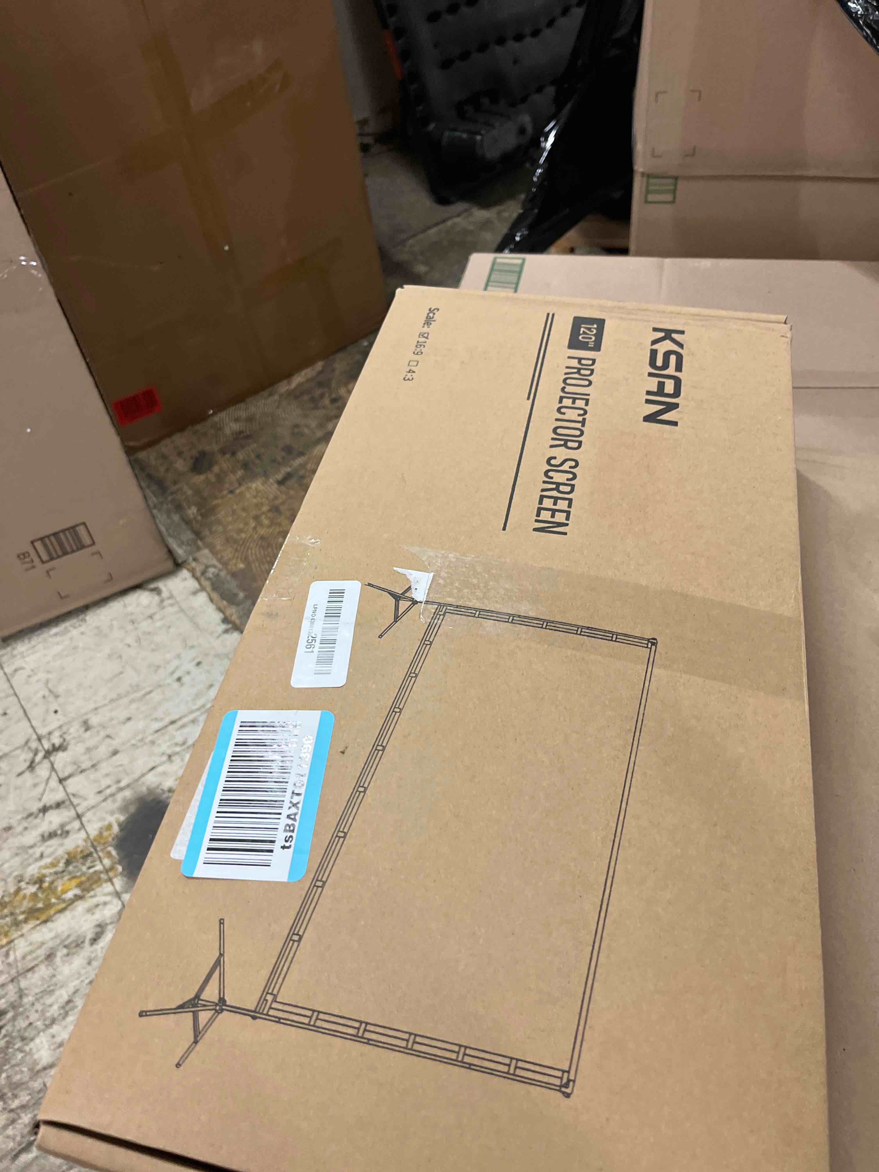 Condition photo showing New/Like New for Projector Screen Outdoor, Projector Screen with Aluminum Alloy Stand Portable 120" Foldable Projection Screens, KSAN 10 Feet Indoor Home Theater Movie Screens with Carry Bag for Backyard Movie Night