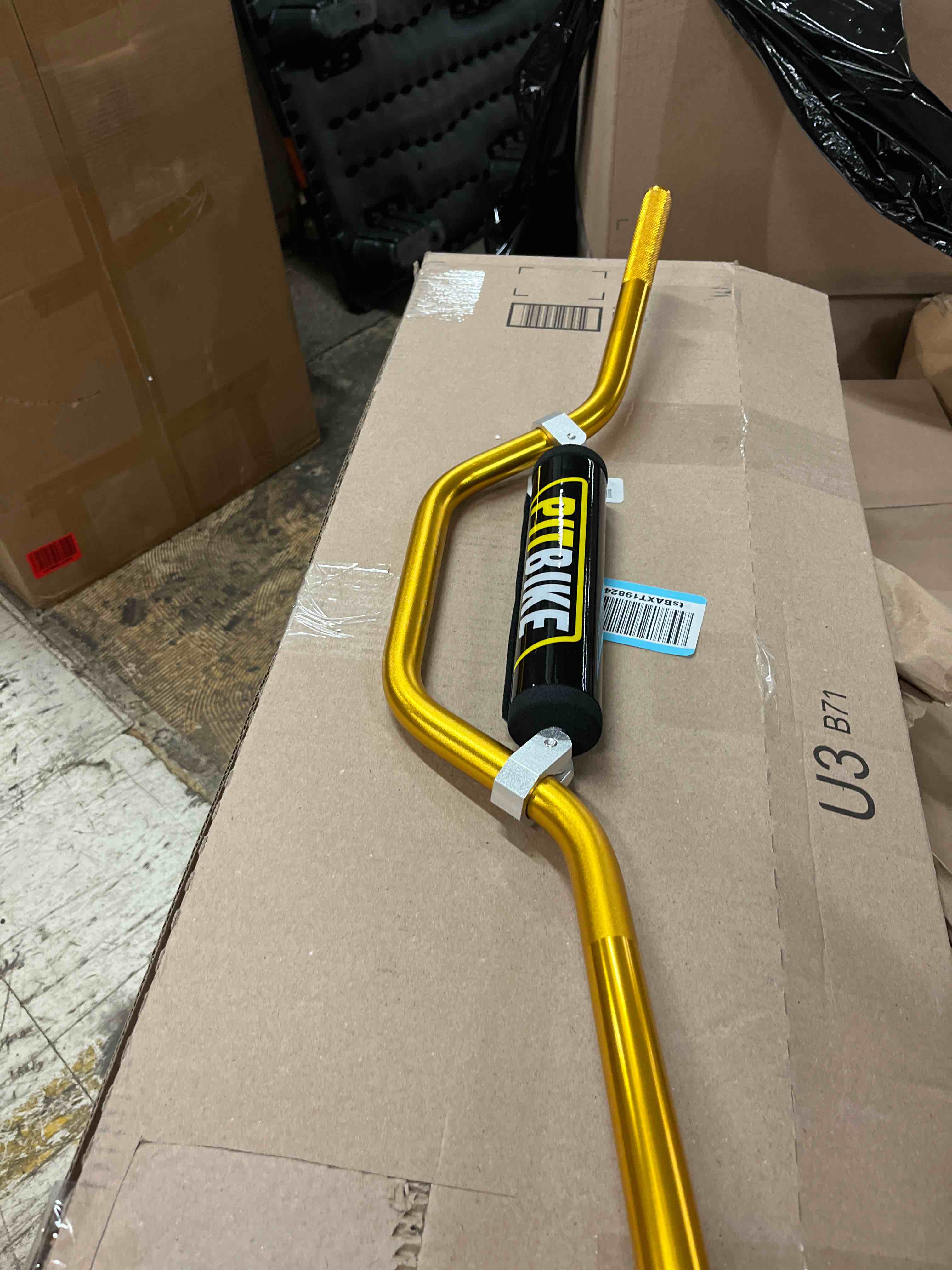 Condition photo showing Good Condition for Handlebars 7/8 Inch for Motorcycle,RUTU Upgraded Universal Dirt Bike Handle Bar with Crossbar Pad Mid-Rise Mini Bike Pit Bike Handlebar for Motocross ATV Quad - Golden