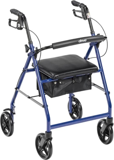 Rollator,6in4Whl.Alum.PaddedSt,Blue,1/cs