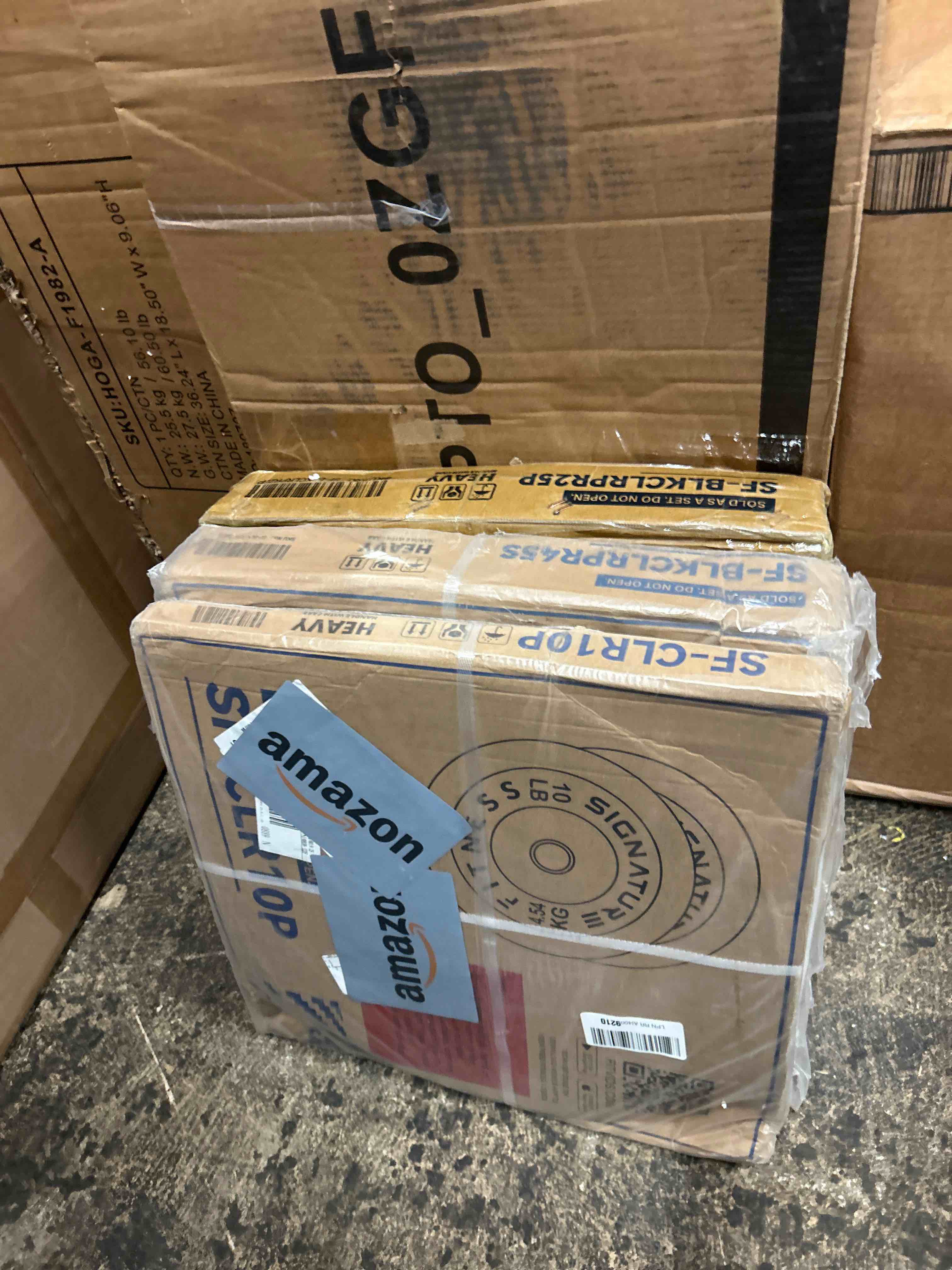 Condition photo showing New/Like New for (3 Boxes 10lb,25lb,45lb) Fitvids 2-Inch Olympic Rubber Weight Plates Sets, Bumper Plates Set with Barbell for Strength Training, 180-390 Lbs 