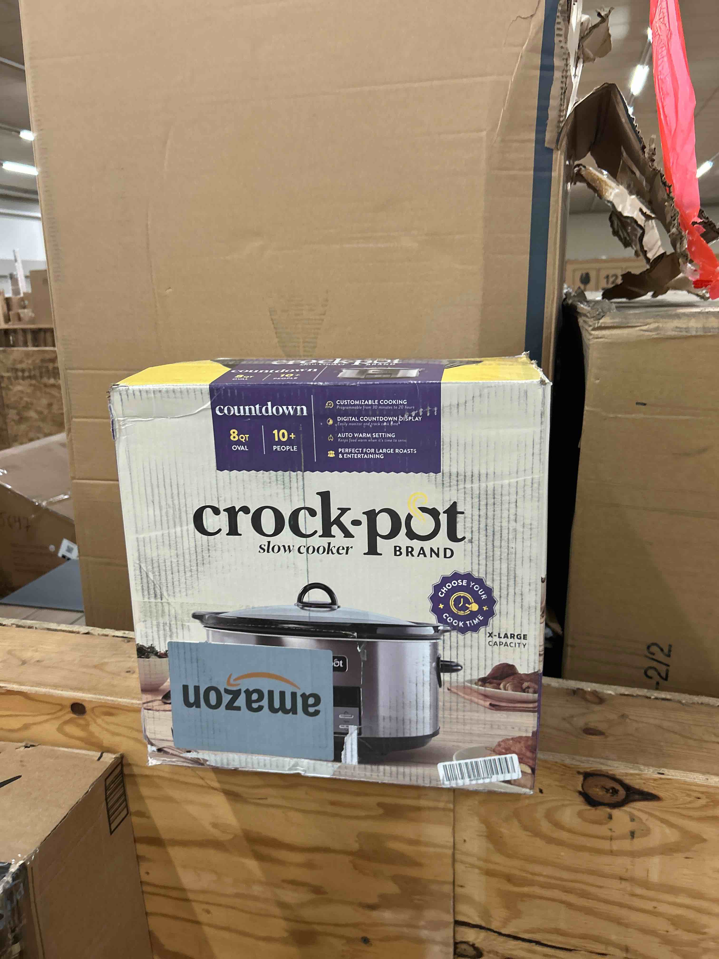 Condition photo showing New/Like New for Crock-Pot Large 8-Quart Programmable Slow Cooker with Auto Warm Setting Black Stainless Steel