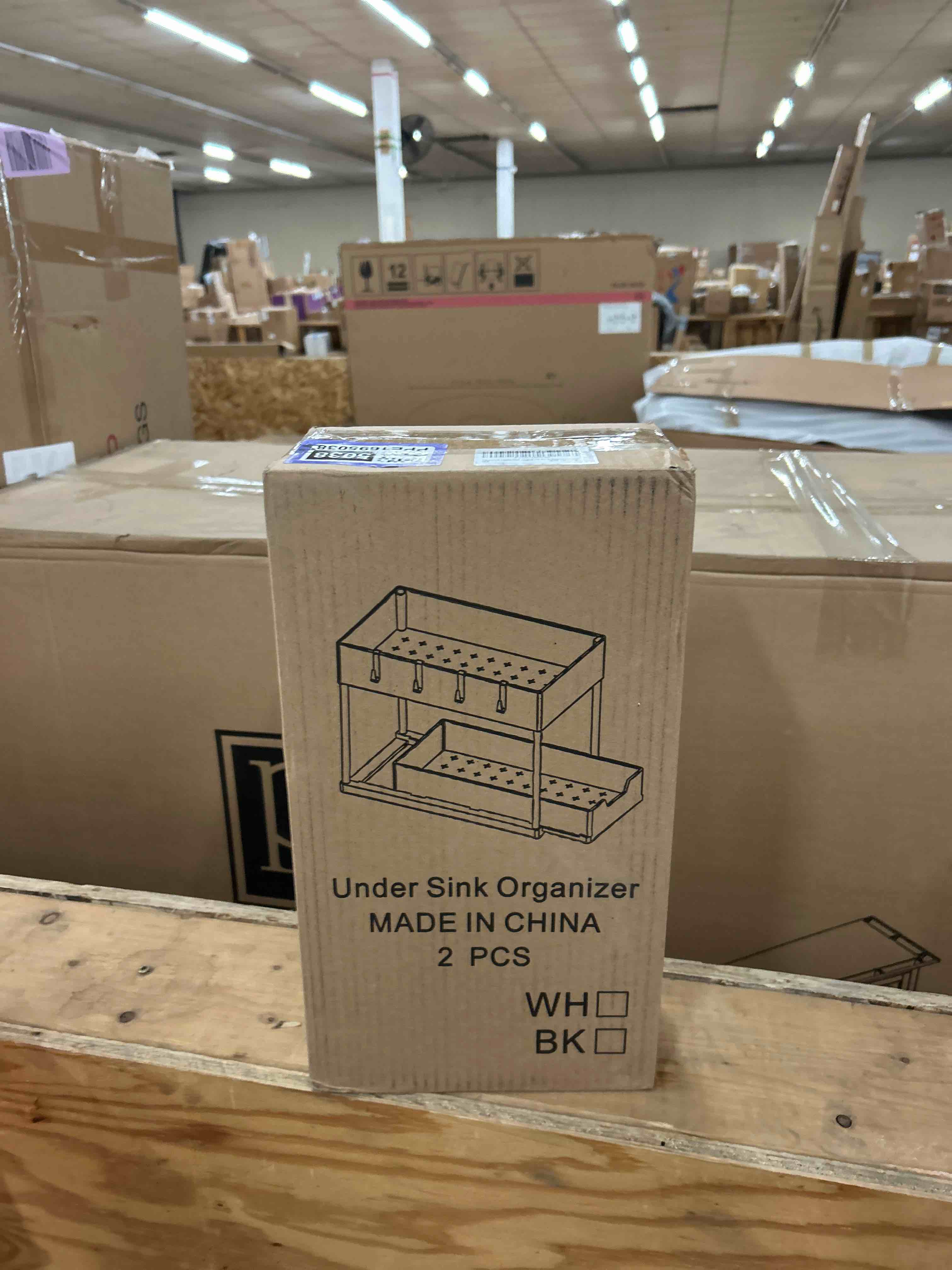 Condition photo showing New/Like New for DEKAVA Cabinet, 2 Pack Under Sink Organizer, 2 Tier Sliding Bathroom Kitchen Organizer, Large White ABS Baskets, Easy Install & Clean