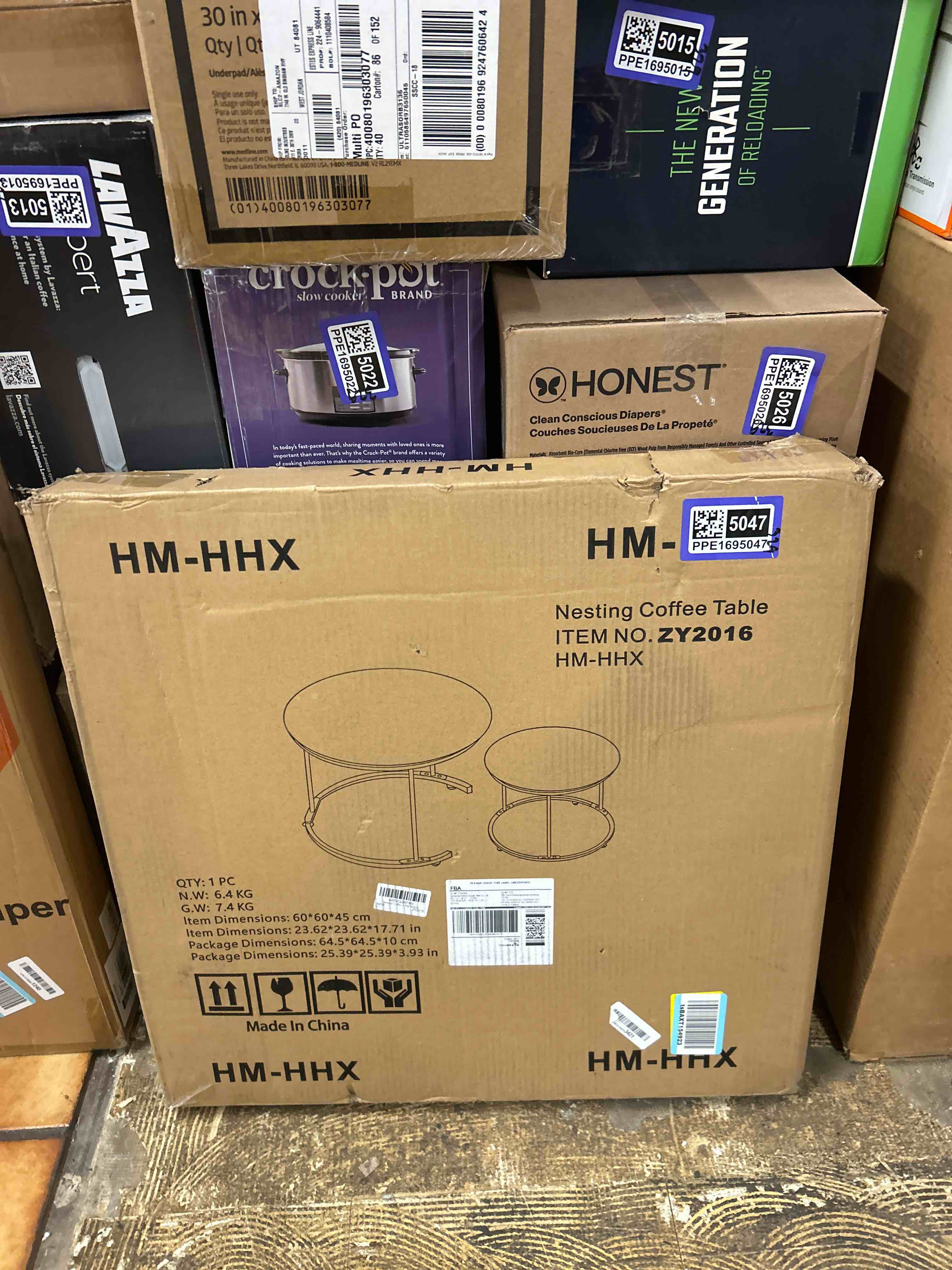 Condition photo showing New/Like New for aboxoo Coffee Table Nesting Side Round Set of 2 End Table Top Sturdy Metal Frame Desk Centerpiece Living Room Bedroom Apartment Modern Industrial Simple Nightstand