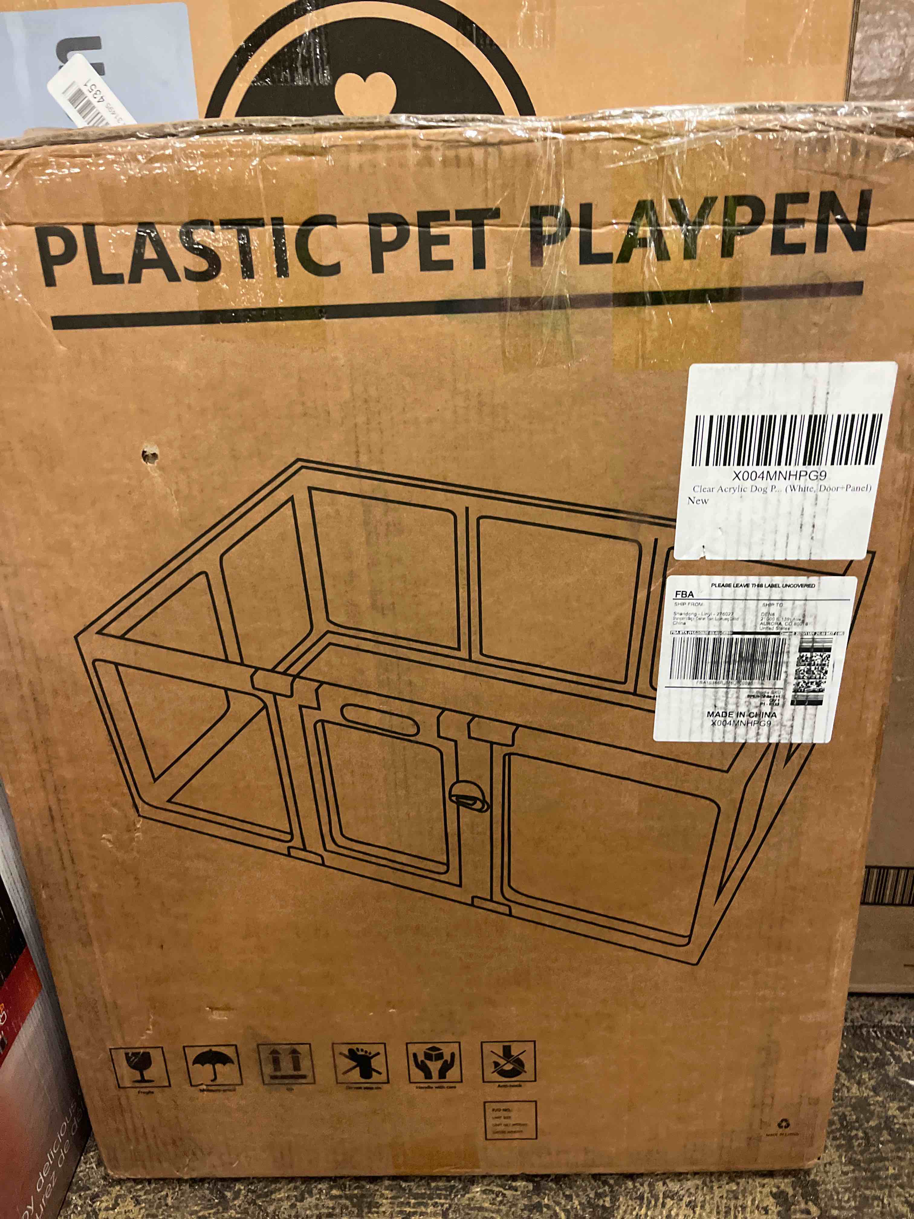 Condition photo showing New/Like New for Clear Acrylic Dog Playpen Indoor, Puppy Cat Small Pet Play Pen, Pet Cat Playpen for Rabbits, Dog Fence Crate Kennel Whelping Cage (White, 10 Panel)