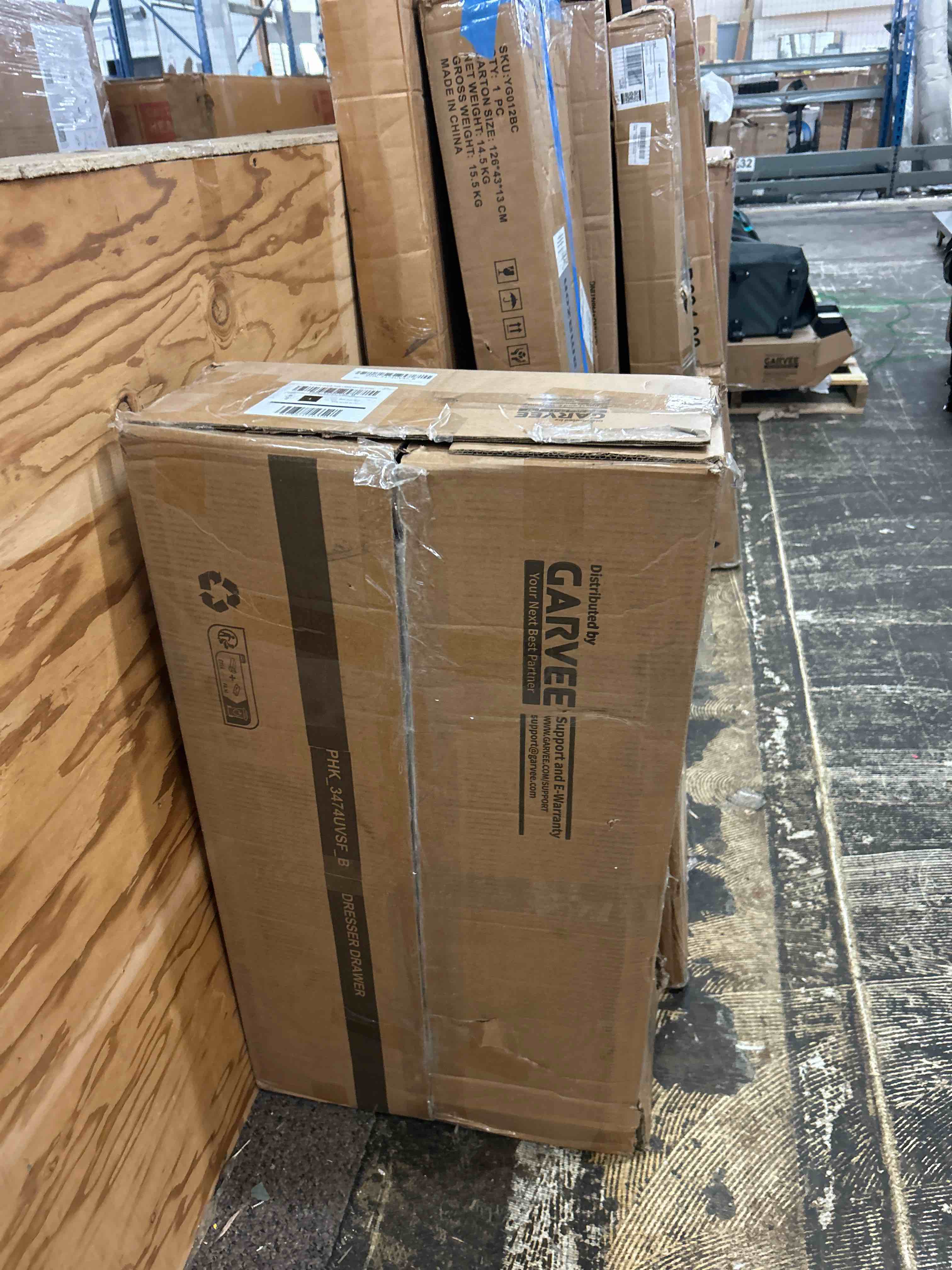 Condition photo showing New/Like New for Garvee 8 Dresser for Bedroom. 51” Wide Double Dresser with Large Drawers, Modern Chest of Drawer for Bedroom Living Room Hallway, Black