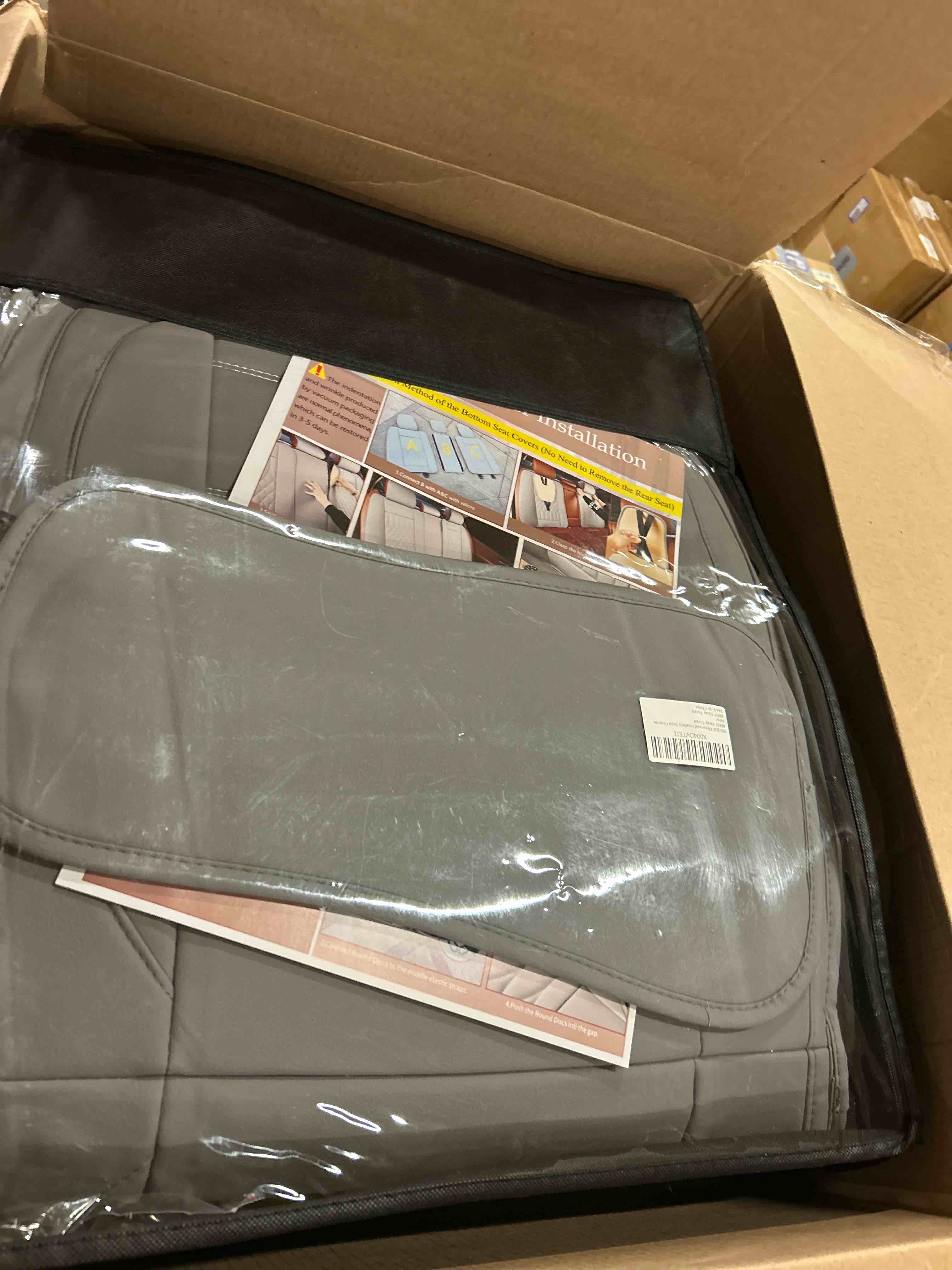 Condition photo showing New/Like New for Car Seat Covers 5 Seats Full Set, Waterproof Napa Leather Automotive Seat Protector for Cars SUV Truck Sedan, Universal Anti-Slip Car Seat Cushion Interior Accessories, Gray