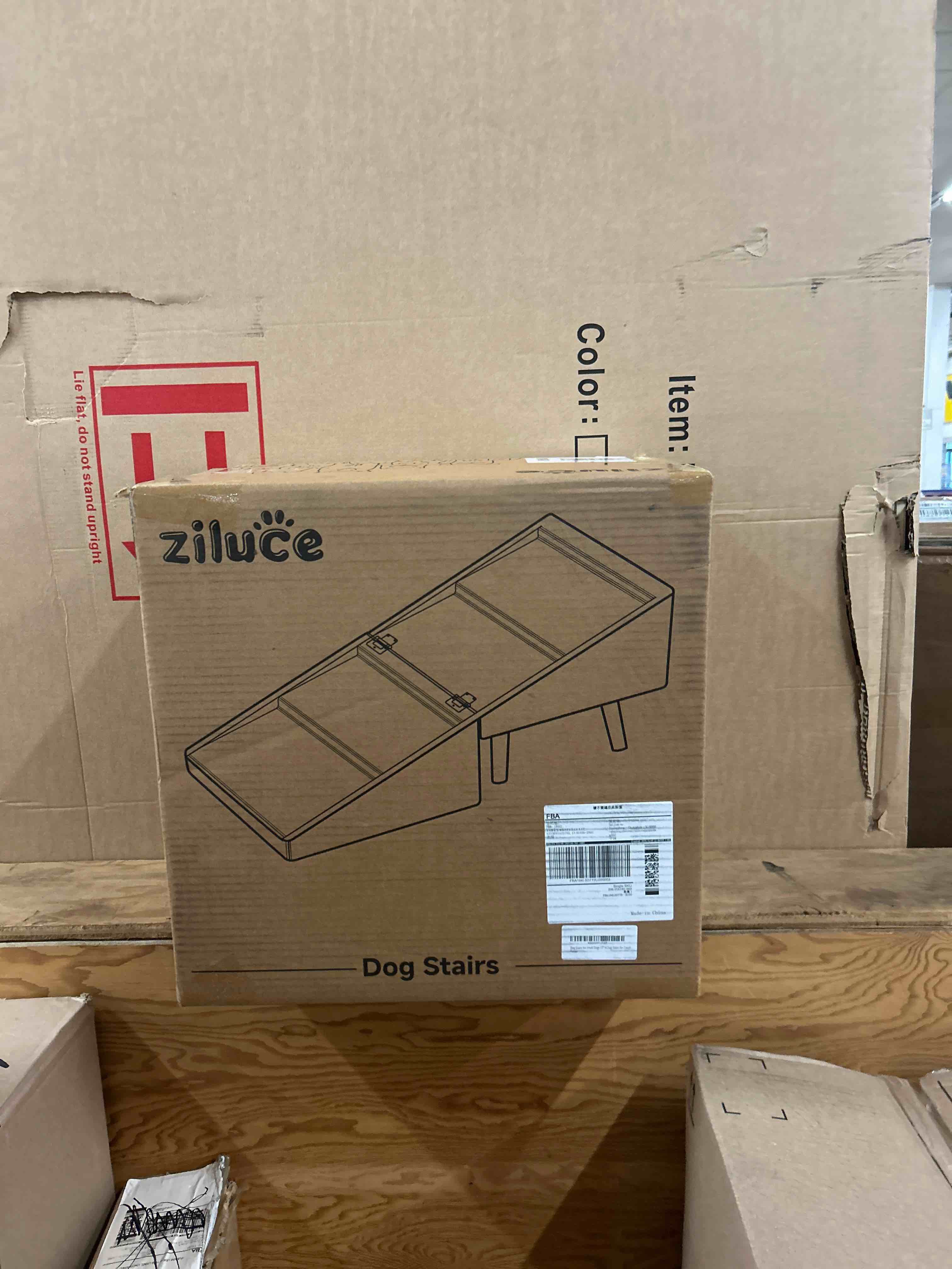 Condition photo showing New/Like New for Dog Stairs for Small Dogs 17.13" H, 4-Step Doggie Ramp for Couch Bed Sofa and Chair, Foldable 2 in 1 Wooden Pet Steps for Puppy Medium/Large Dogs and Cats, Split Ottoman Design