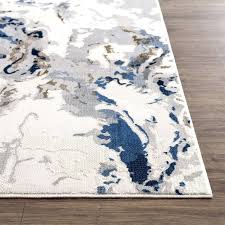 Condition photo showing New/Like New for Abani Regal Collection Elegant Modern 7 9  x 10 2  Grey Blue Marble Area Rug