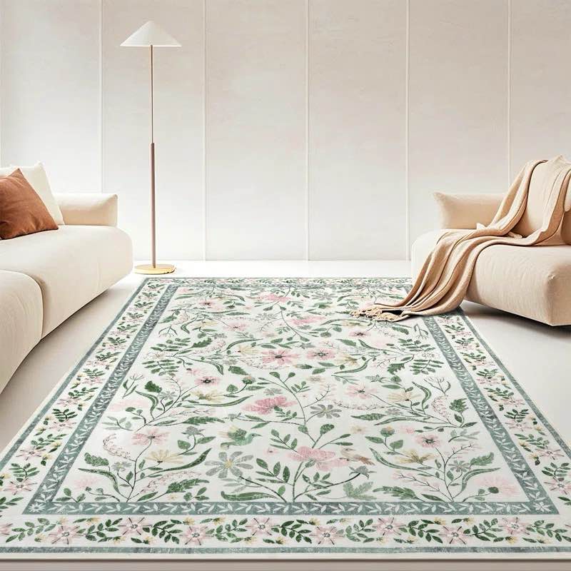 Condition photo showing New/Like New for Green Floral Machine Washable Area Rug with Non-Slip Backing (6 x 9 foot)