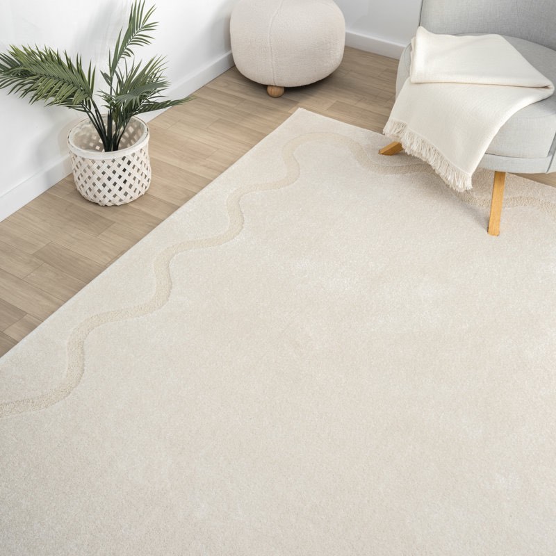 Condition photo showing New/Like New for Abani Hatton COZ150A Beige Ondulating Bordered Area Rug (6 x 9 Foot)