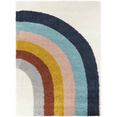 Condition photo showing New/Like New for 7'10"x10' Amelia Rainbow Shag Kids' Rug White - Balta Rugs: Playroom & Bedroom High Pile, Fade & Stain-Resistant