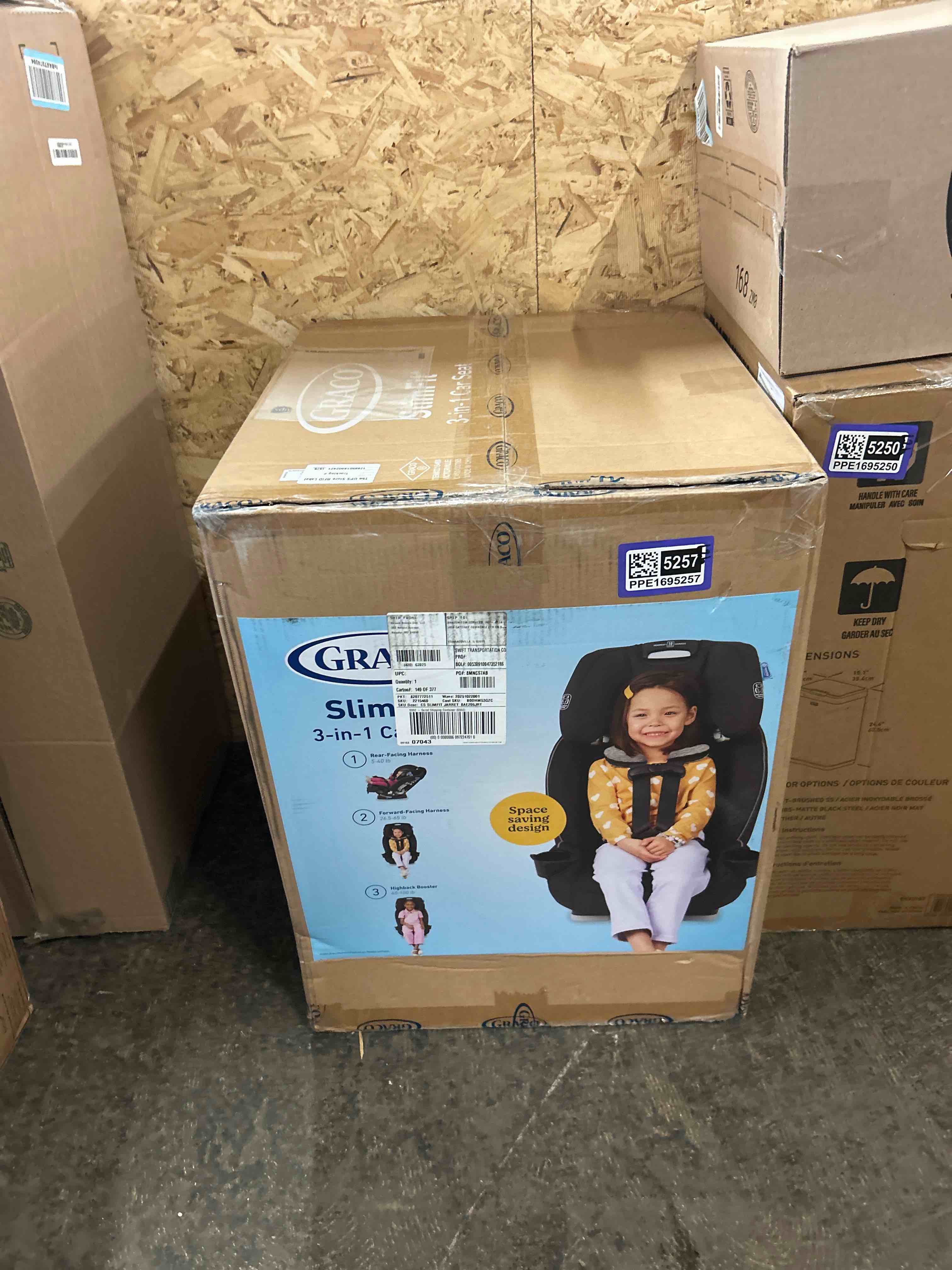 Condition photo showing New/Like New for Graco Slimfit 3-in-1 Convertible Car Seat, Ultra-Space-Saving Design, Jarret, Suitable for Rear and Forward-Facing, Highback Booster Seat with 10-Position Headrest