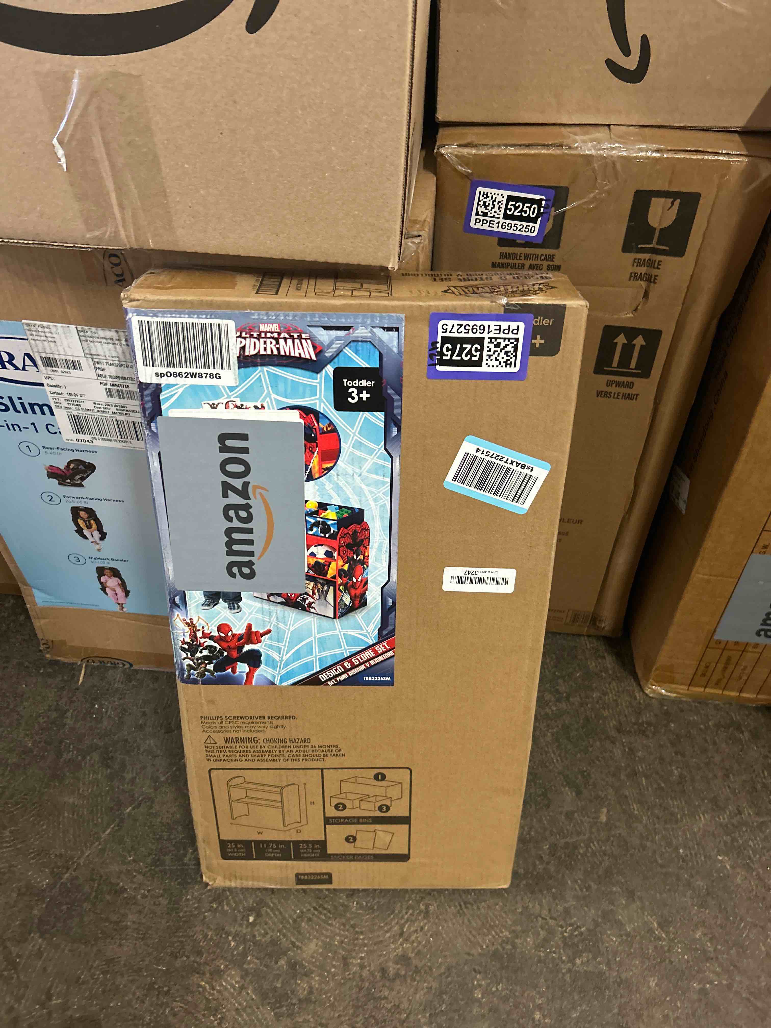 Condition photo showing New/Like New for Marvel Spider-Man 6 Bin Design and Store Toy Organizer by Delta Children  Greenguard Gold Certified