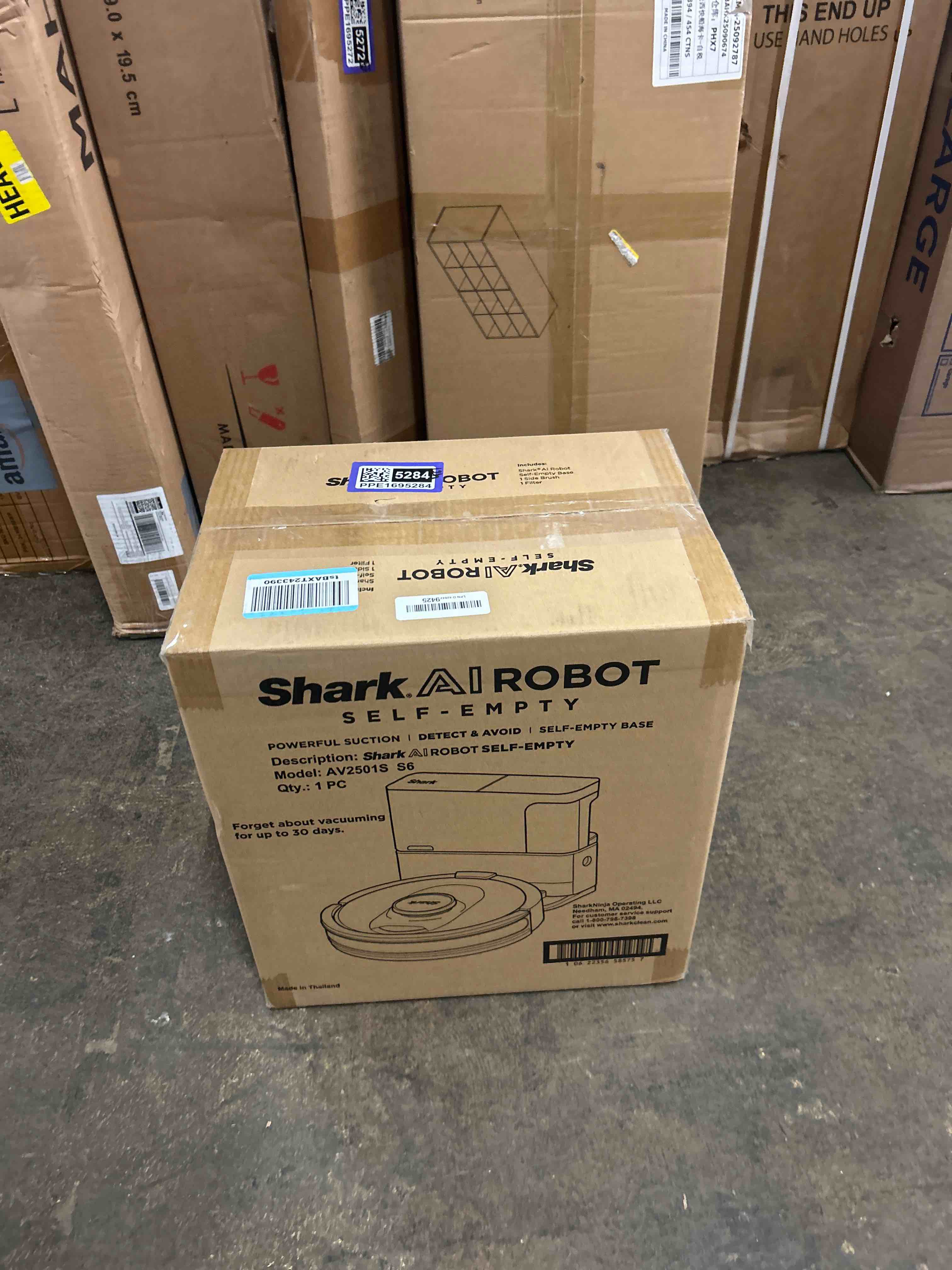 Condition photo showing New/Like New for Shark AV2501S AI Ultra Robot Vacuum, with Matrix Clean, Home Mapping, 30-Day Capacity HEPA Bagless Self Empty Base, Perfect for Pet Hair, Wifi, Dark Grey