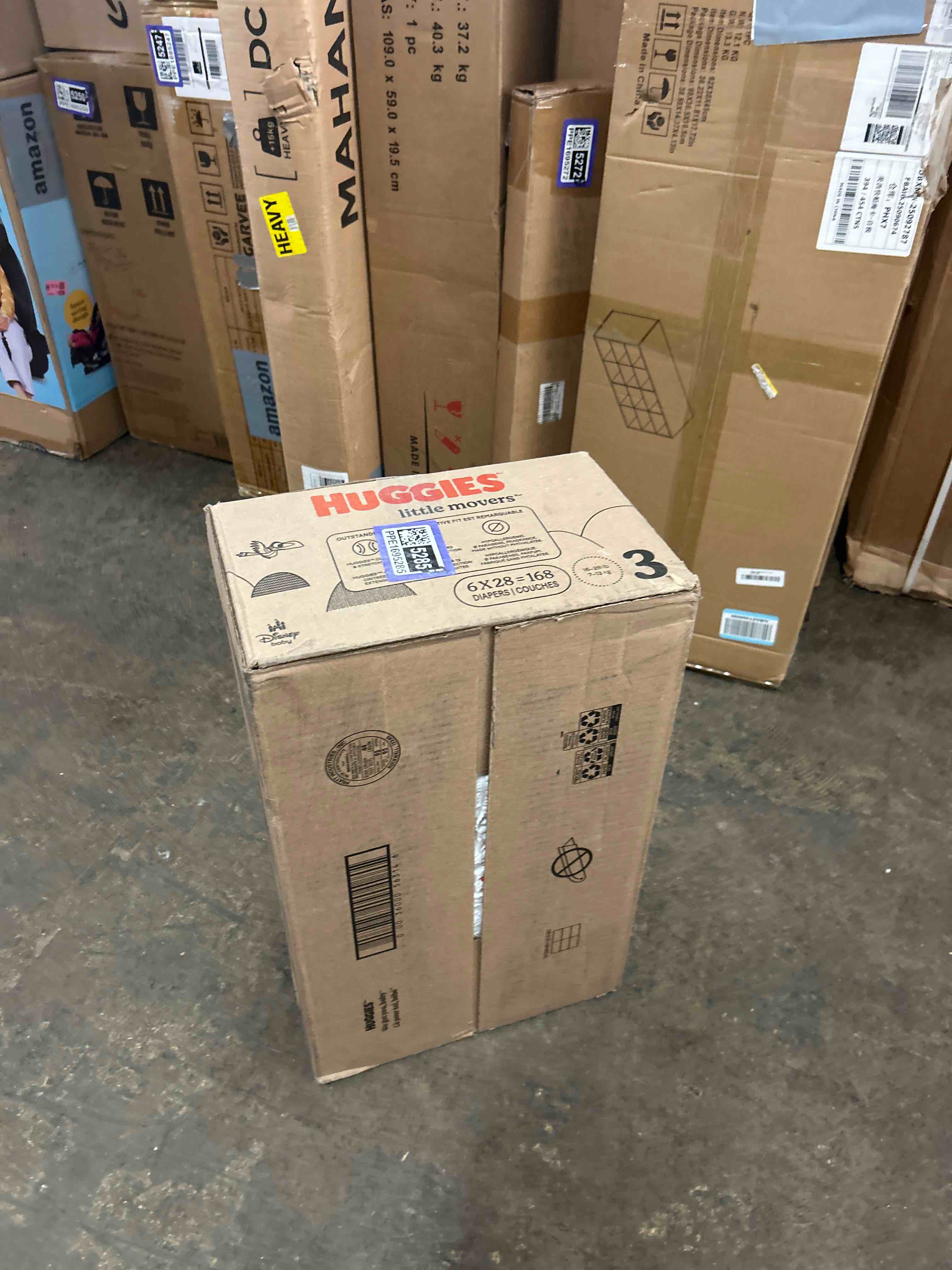 Condition photo showing New/Like New for Huggies Size 3 Diapers, Little Movers Baby Diapers, Size 3 (16-28 lbs), 168 Count (6 Packs of 28), Packaging May Vary