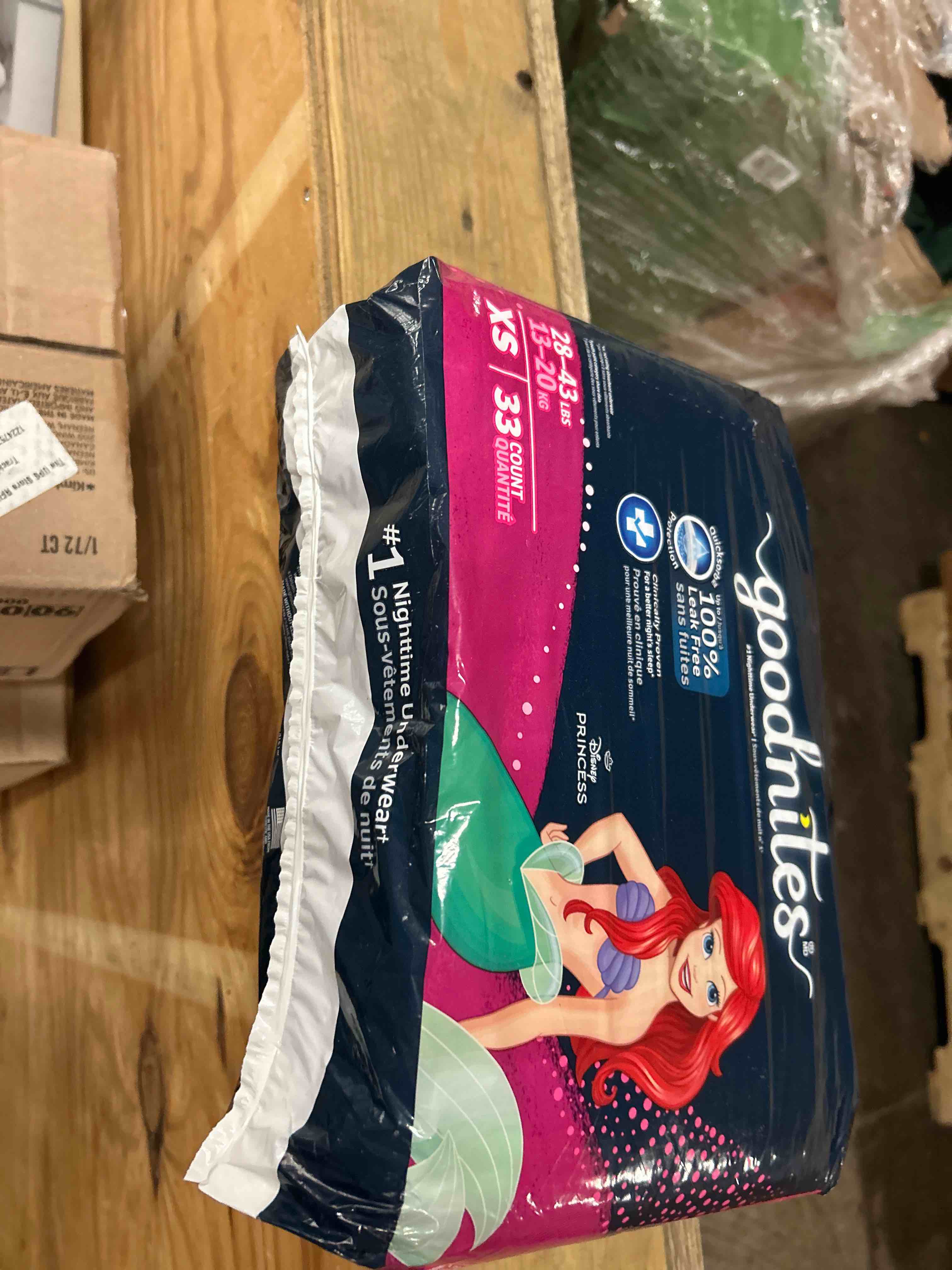Condition photo showing New/Like New for Goodnites Girls' Nighttime Bedwetting Underwear, Size Extra Small (28-43 lbs), 99 Ct, Packaging May Vary