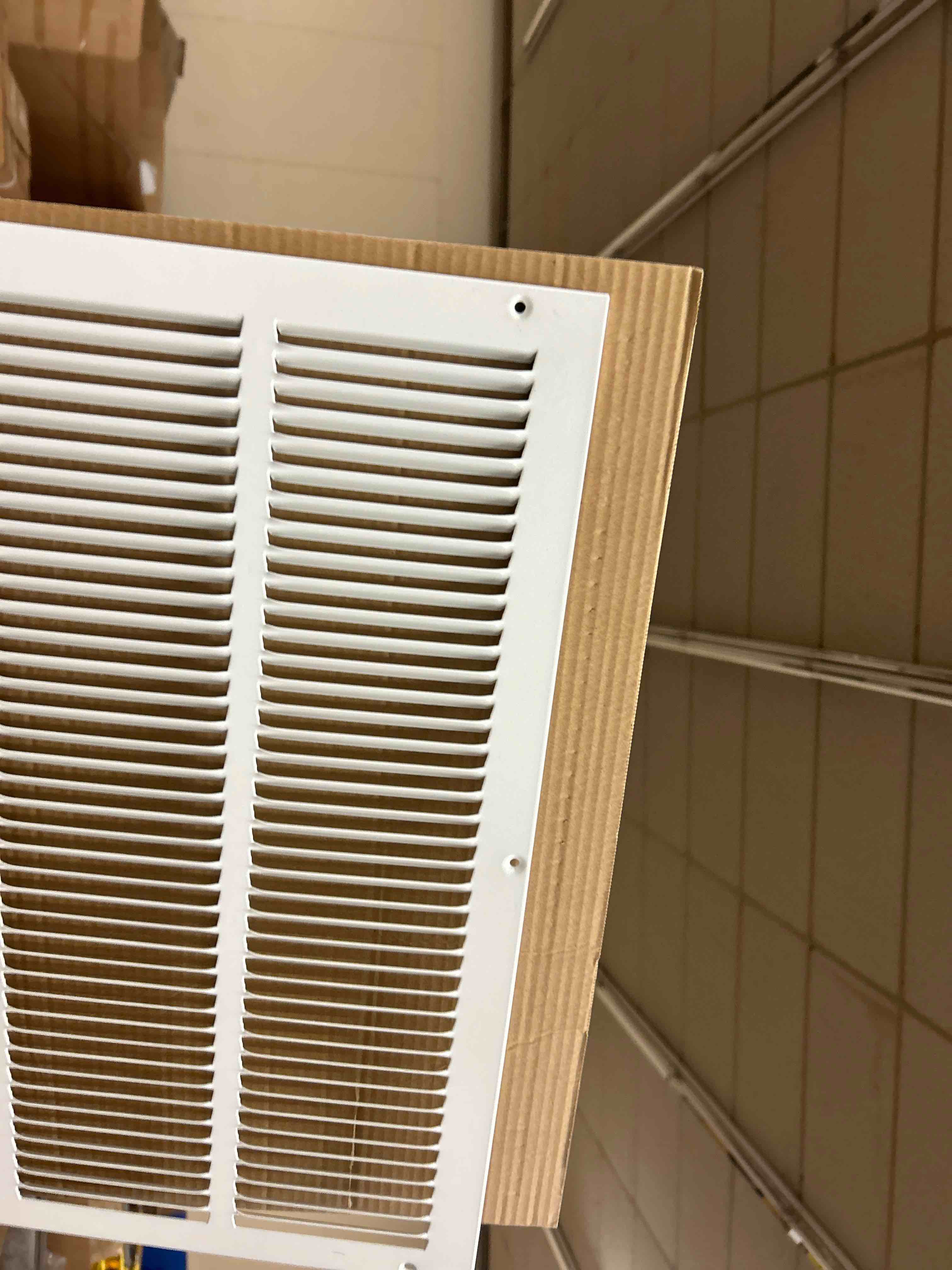 Condition photo showing New/Like New for 25"W x 16"H [Duct Opening Size] Steel Return Air Grille, Air Return Vent Cover for Ceiling and Sidewall - HVAC Air Vent Covers - [Outer Dimensions: 26.75"W x 17.75"H]